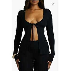 Naked Wardrobe Tie Front black top size small